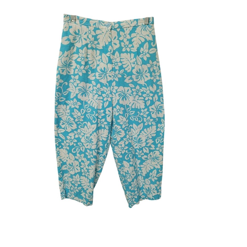 Coldwater Creek Womens PS Tropical Print Linen Rayon Capri Pants